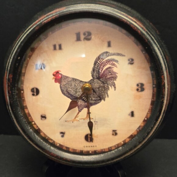 CHANEY METAL ROOSTER WALL CLOCK - Picture 1 of 6
